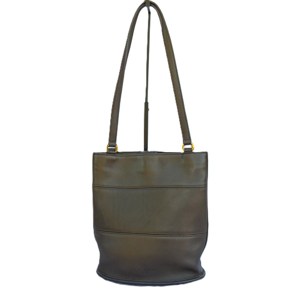 Vintage COACH Tribeca Bucket Bag 9099 1998 Gray Leather Shoulder Tote Y2k